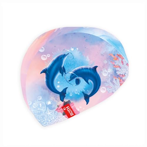 ROTH Kinder-Badekappe, 21x19 cm, 82% Polyester, 18% Elasthan, Delfine