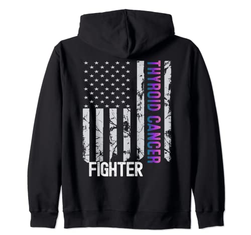 Bandera de estados unidos vintage concienciación sobre el cáncer de tiroides sudadera con capucha