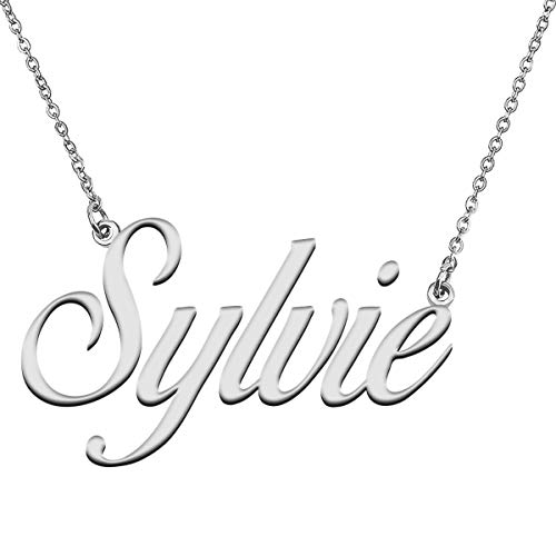 GR859C Custom 18K Gold Plated Necklace with Name Sylvie for Women