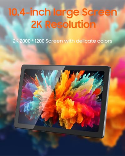 Image of 10.4 inch Tablet Android 13 Tablet with Keyboard Case Mouse Stylus 2 in 1 Tablets Set 16GB+128GB 1TB Expandable Tableta PC 10.4 inch 2K HD Large Screen 7580mAh Battery 5G-Wifi WiFi6 Bluetooth GPS Tableta