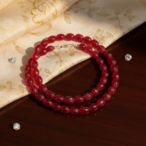 Collier perles de calcédoine rubis LKBEADS, création artisanale d'exception