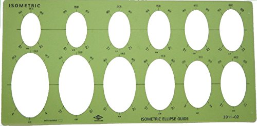 Alvin, 3911-02, Large Isometric Guide Ruling Template - 12 Ellipses