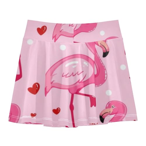 Tennis Skirts Kids Cute Flamingos Pink Girls Skorts Athletic Shorts Children Butterfly Skirt 4t2