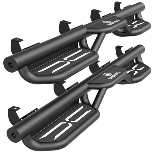YZONA for Gladiator JT Running Boards Side Steps Compatible with 2020 2021 2022 2023 2024 Jeep Gladiator JT 4 Door, Two Stairs Heavy-Duty Steel Nerf Bar Plates Rock Sliders Rail Black