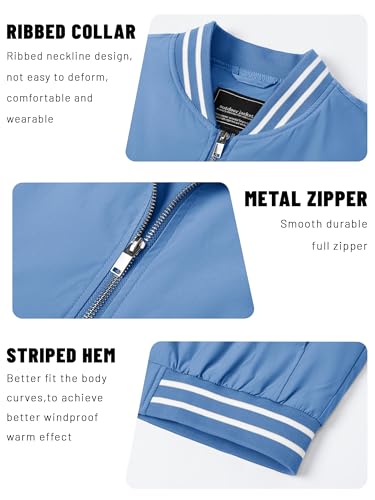 Image of TACVASEN Men's Lightweight Jacket Casual Spring Fall Windbreaker Bomber Zip Up Coat With Pocket | Men jacket, windproof water-resistant fabric, suitable for spring summer and fall, casual commuting wear, travel and hiking.