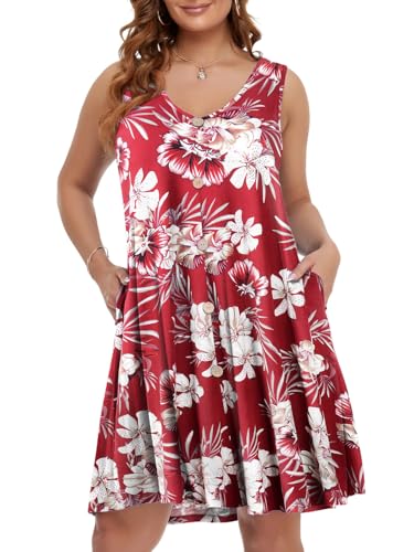 Image of BELAROI Summer Dresses for Women Beach Tshirt Sundress V Neck Casual Swing Tank Dress Swimsuit Cover Ups Pockets