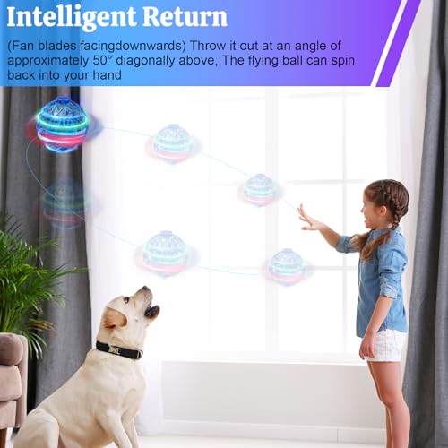 Flying Orb Ball Toy, Hand Controlled Boomerang Orb Throw-Proof Durable Mini Fly Spinner Led Lights Magic Ball Shining Cool Toys Birthday Gifts