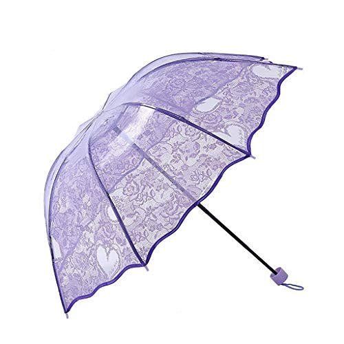 Parapluie pliant dentelle triple pli imprimé transparent imperméable