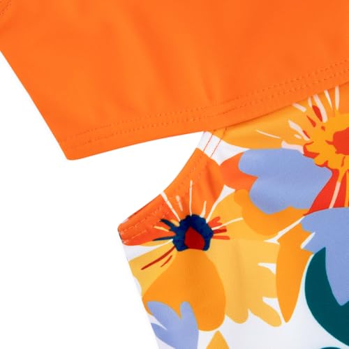 Image of Alakuoti Girls One Piece Swimsuits Cutout Ruffle Bathing Suit Quick Dry Beach Swimwear with Adjustable Strap 5-14 Years