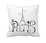 4TH Emotion Paris Eiffel Tower Throw Pillow Cover Home Decorative Cotton Polyester Cusion Cover 18 x 18 Inches(Valentine's Day Gift)