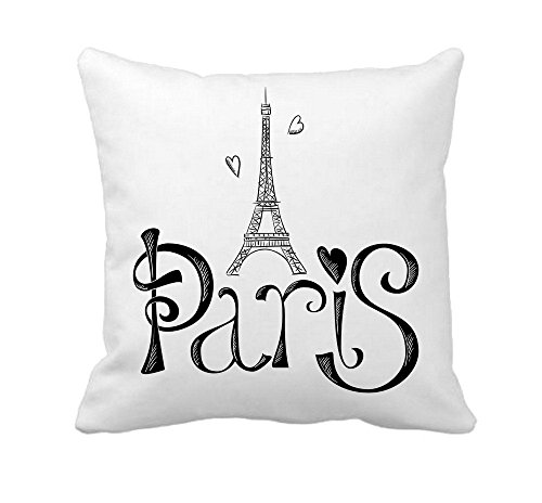 4TH Emotion Paris Eiffel Tower Throw Pillow Cover Home Decorative Cotton Polyester Cusion Cover 18 x 18 Inches(Valentine's Day Gift)
