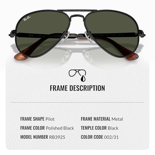 Image of Ray-Ban RB3925 AVIATOR MAX Pilot Shaped Sunglasses for Men & Women with Official RAYBAN Eyewear Kit - Classic Timeless Design