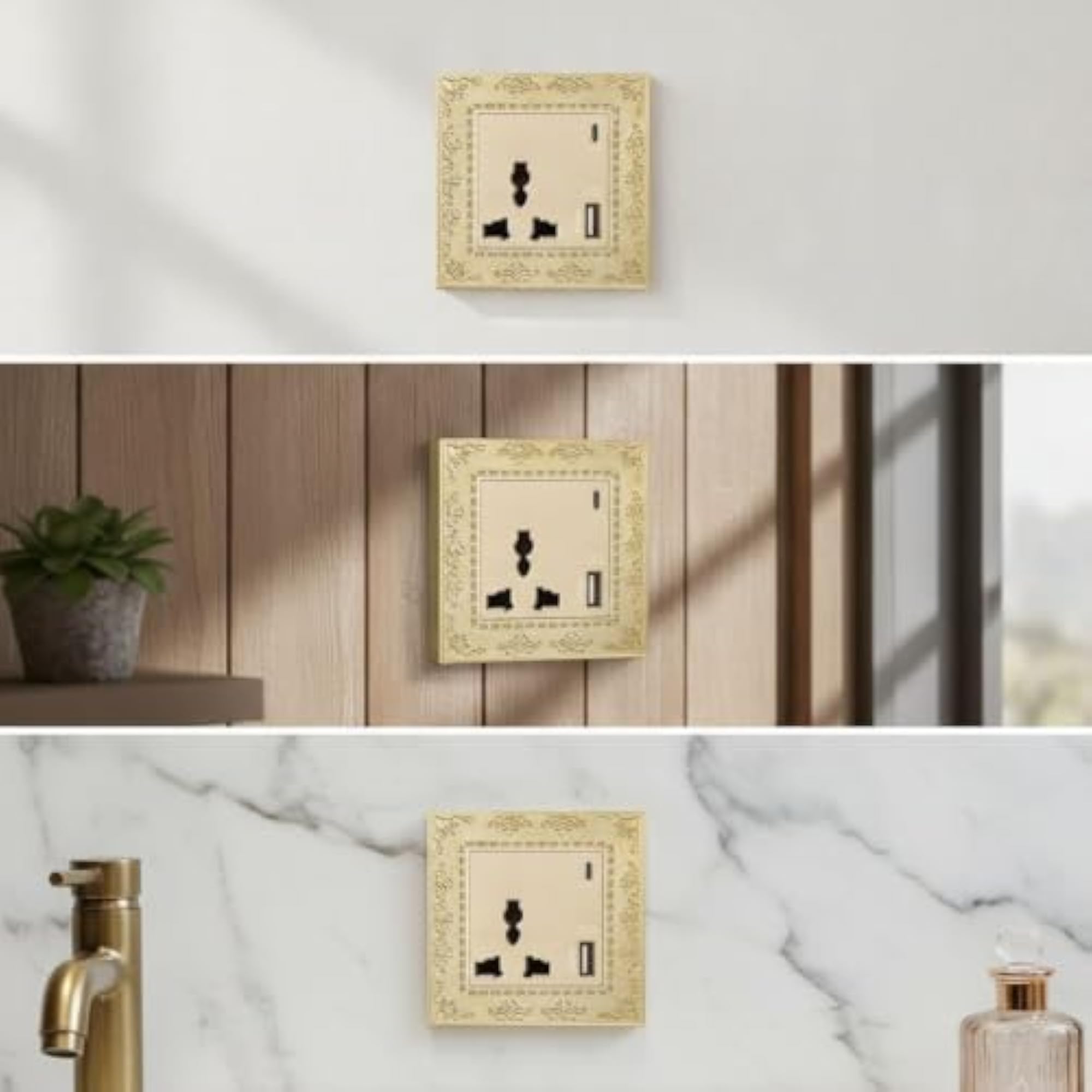 Antique Gold Decorative Outlet Panel Retro Socket Plate