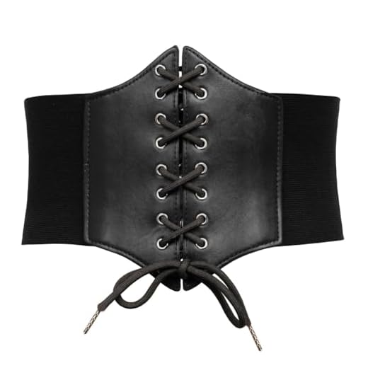 GRACE KARIN Faux Leather Steampunk Sexy Underbust Waist Belt Corset(XL,Black 499)