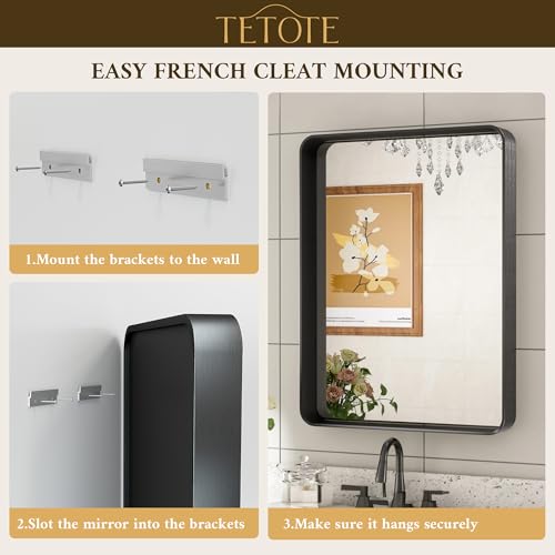 TETOTE 40 x 30 Inch Bathroom Mirror, Silver Framed Wall Mounted Brushed Silver Metal Rectangle Modern Vanity Mirror (Horizontal/Vertical) by TETOTE - Image 5