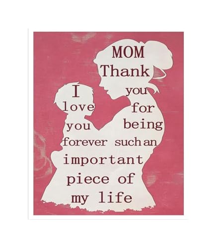 FOPURE Mom Poster, I Love You Mother's Day Wall-Art with Floral Design, Gift Print for Bedroom(Unframed,16x24inch(40x60cm))