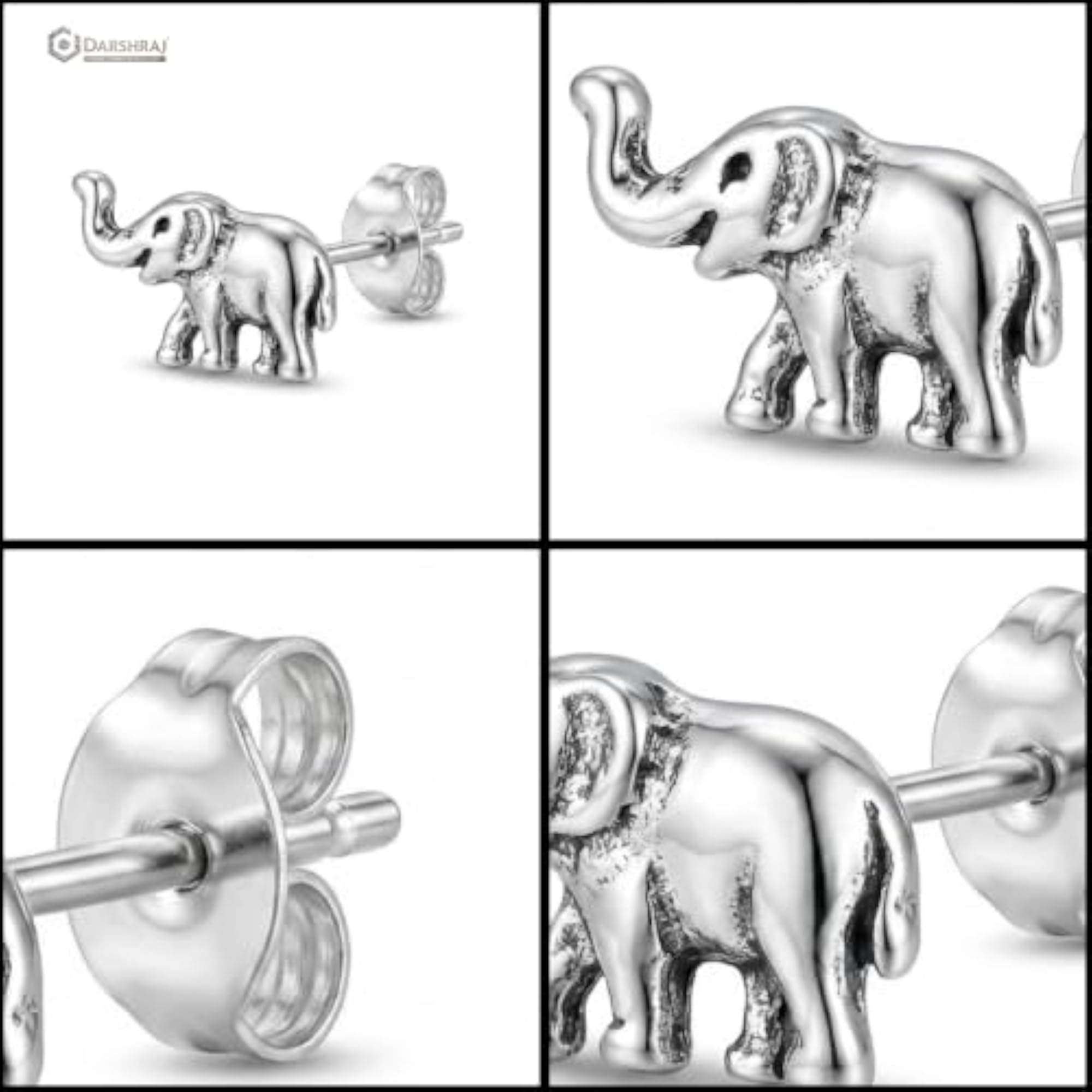 Women's 925 Sterling Silver Elephant Single Stud Earring