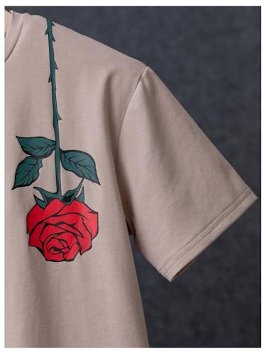 COZYEASE Boys' Graphic Tees Short Sleeve Crew Neck Casual Cool Shirts Summer T Shirts Apricot Rose 11-12Y4