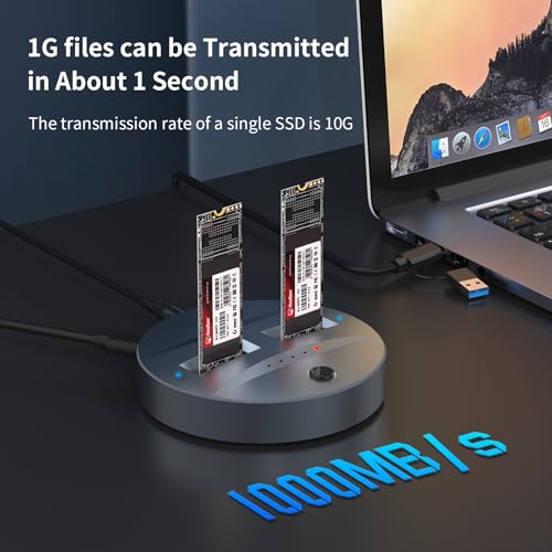 Image of GODO NVMe /SATA M.2 Duplicator Dual-Bay Offline Clone USB C to NVME /SATA Docking Station for M2 SSD M Key and B+M Key Hard Drives Enclosure, Tool Free Aluminum10 Gbps USB3.1 Gen2 Type-C Adaptor