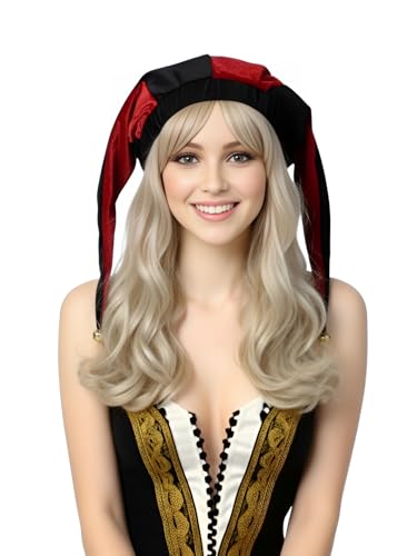 ANDHOM The Middle Ages Narren Cosplay Hut Mittelalter Clown Cape Glocken Erwachsene Joker Halloween Karneval Party Hut