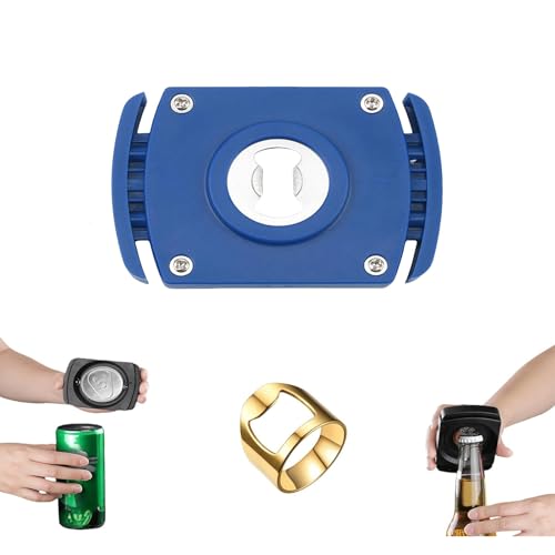 2025 New Beer Cutter Top Remover, 2 in 1 Manual Cutting Can Opener, Handheld Safety Manual Can Opener for Beer, Iced Coffee, Soda, Energy Drinks, Household Bar Tool (Blue)