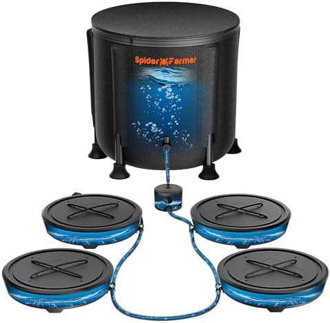 Spider Farmer Gravity-Fed Self-Watering System No Power Needed, 4-Pack Auto Watering System with 13 Gallon Reservoir, 4Pcs Water Delivery Fabric Pot Base for Indoor Plants, Grow Tents