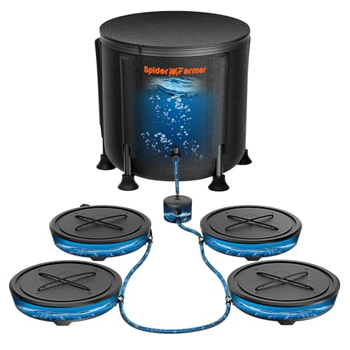 Spider Farmer Gravity-Fed Self-Watering System, 4-Pack Auto Watering System with 13 Gallon Reservoir, 4 Fabric Pot Base for Indoor Plants, Grow Tents, Greenhouses