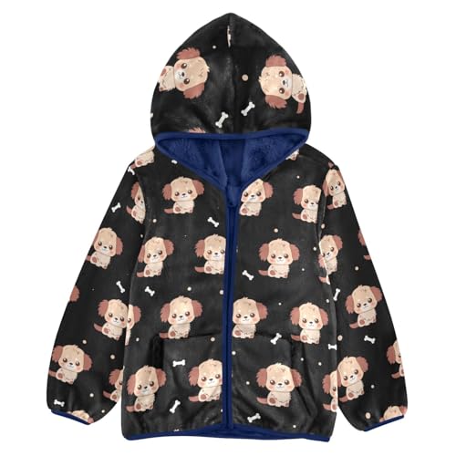 CaTaKu Boys Fleece Jacket Zip Up Hoodie Cute Dog Puppy Pet Toddler Kids Fall Winter Jacket for Boys 3-10Y