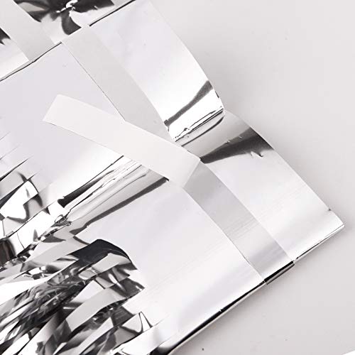 CHRORINE 1pcs 6.5ft Silver Foil Fringe Tinsel Curtain Backdrop for 16th 30th Silver Birthday Decorations Men Boys Girls Winter Christmas Decor Bachelorette Baby Shower Kids Party Decorations Supplies