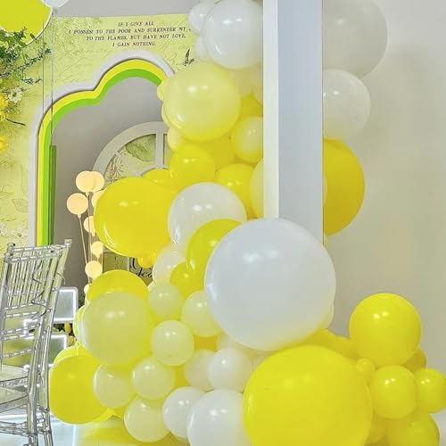 Voircoloria 130pcs Pastel Yellow Balloons Arch Kits 18 12 10 5 Inch - 3