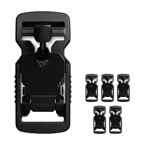 8TIMBER FIDLOCK V-BUCKLE 25 Black Flap with Pull Tab [5-Pack] — Quick-Release Magnetic Buckle