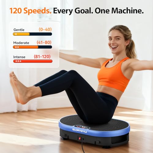 Image of Vibration Plate Exercise Machine for Body Shaker Machine & Weight Loss, Shake Plate with Resistance Bands, 120 Speed Levels, Remote Control, Full Body Workout, Compact Home Gym Equipment