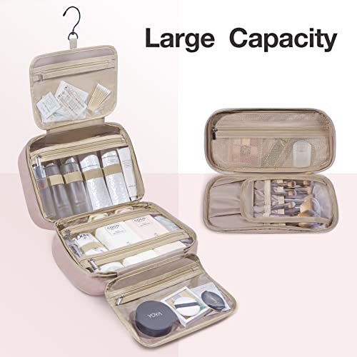 Bagsmart Travel Toiletry Bag, Toiletry Bag For Women With Makeup Bag, Water-Resistant Travel Makeup Organizer With Hanging Hook For Full Sized Toiletries, Makeup Brushes, Travel Accessories, Pink #TOP3