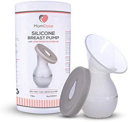 MomEase Portable Manual Breast Pump & Breast Milk Catcher, Spill-Proof Lid, Reusable Travel Container, Breastmilk Collector & Saver, BPA-Free, 4-Ounce, (3-Piece Set)