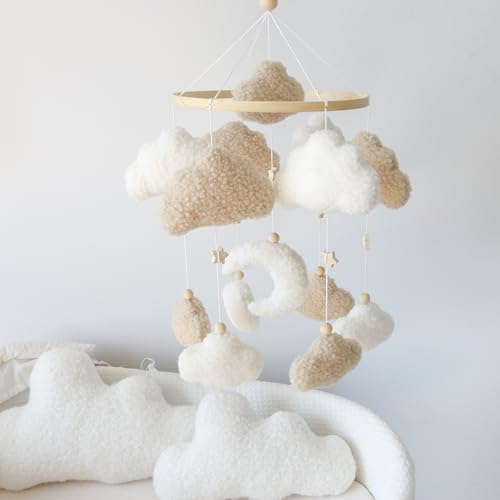 Goukurlsma Neutral Boho Cloud Mobile for Crib with...