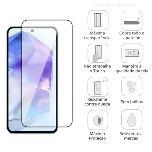 Película De Vidro Temperado Para Samsung Galaxy A55 Tela de 6.6 Filme 3d Full Cover Top