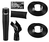 Shure SM57-LC Cardioid Dynamic Instrument Microphone + Extra Two (2) XLR Cables Bundle