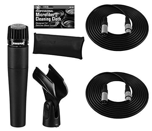 Shure Sm57-Lc Cardioid Dynamic Instrument Microphone + Extra Two (2) Xlr Cables Bundle #TOP12
