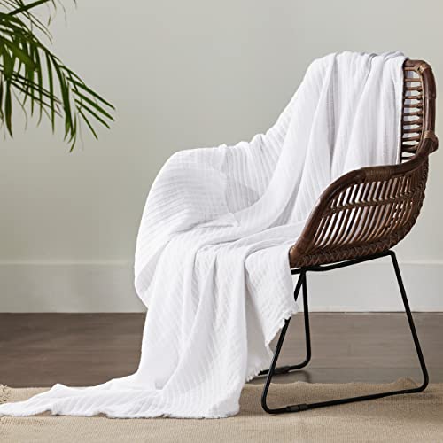 Bedsure Muslin Blankets For Adults - Breathable And Lightweight 100% Cotton Muslin Throw Blanket For All Seasons, White Soft Gauze Spring Blanket For Couch, Sofa, Bed (50X60 Inches) #TOP3