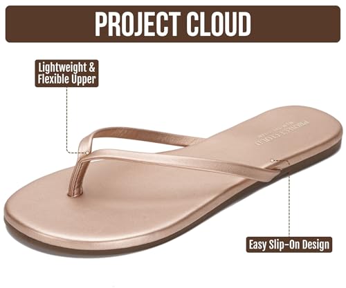 Image of Project Cloud Flip Flops for Women Footwear- Lightweight and Memory Foam Insole Sandals for Women 2026 - Durable Non-Slip Beach Essentials Flats for Women Sandals (Foundations)