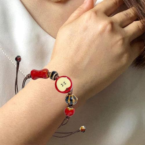 Handmade Ceramic Fruit Bracelet Artistic Bracelet Beaded Bracelet Ceramic Texture for Unique Styles and Fashionable Wear4