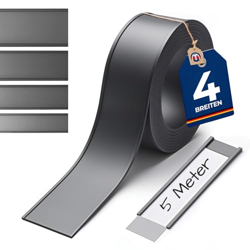 Perfiles magnéticos para estanterías o superfícies metálicas - Perfiles C/Etiquetas magnéticas ancho 50 mm - que se vende por 5m rollo