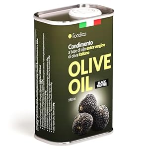 Foodico Trüffelöl – Extra natives Olivenöl mit schwarzem Trüffelaroma, 250 ml Metall-Dose, italienisches Würzöl, vegan, aromatisiert, ein stilvolles Geschenk für Foodies