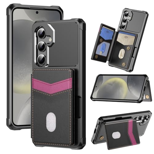 Coque silicone Galaxy S24 FE étui portefeuille rabat cuir rigide noir