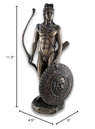 Estatua de Apolo con Escudo y Arco en Resina y Bronce 11.5 in miniatura 5