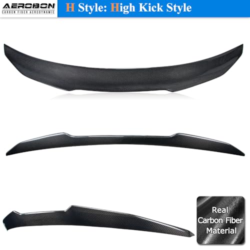 AeroBon Real Carbon Fiber Trunk Spoiler Compatible with 2007-2014 Infiniti G35, G37, G25, Q40 4-Door Sedan Rear Spoiler (H Style) High Kick - Image 5