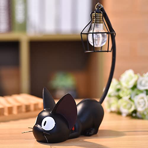 Klein süße Katzen Nachtlicht,Harz Mini Schwarz Lampe Dekoration für Kinderzimmer Schreibtisch perfekt für Kinder Katzenliebhaber 8 x 13 x 18 cm