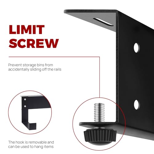 Overhead Garage Storage Rack System – Heavy-Duty Adjustable Ceiling Rails for Totes, Fits Most Storage Bins (8 Sets Hold 4 Bins Each) - Thumbnail 5
