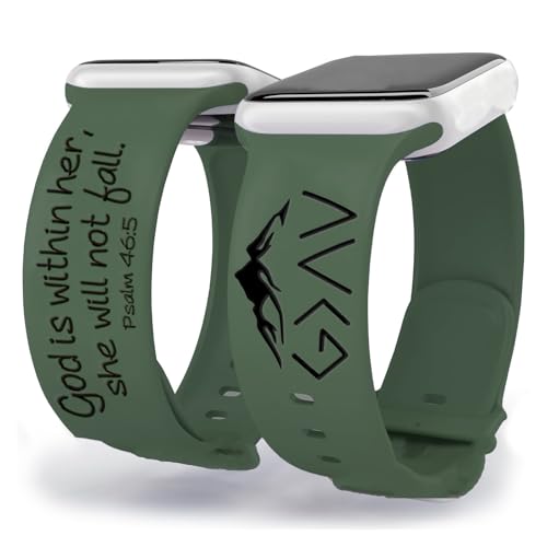 Bracelet montre silicone gravé Psaume 46:5 pour le sport et le yoga de 38 à 49mm