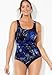 Swimsuits For All Women's Chlorine Resistant Spliced Tank One Piece Swimsuit - 18, Black Abstract (Plus